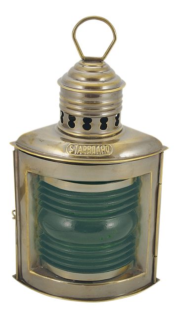 Lampa pravoboku mosadzná antik s petrolejovým horákom – výška 23 cm