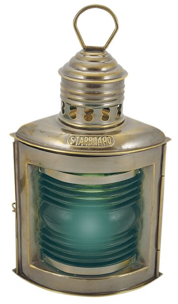 Lampa pravoboku mosadzná antik, elektrická 230 V – výška 23 cm