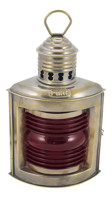 Lampa ľavoboku mosadzná antik s petrolejovým horákom – výška 23 cm