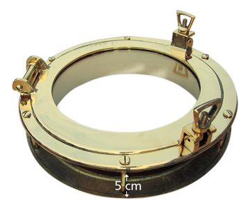 Lodné okno do dverí otváracie, mosadzné – priemer 30 cm