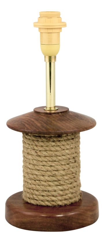 Stolová lampa s lodným povrazom, drevená – výška 28 cm, bez tienidla