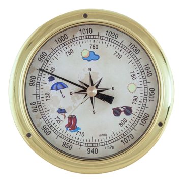 Barometer mosadzný, farebný ciferník – priemer 11,5 cm