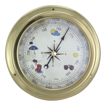 Barometer mosadzný, farebný ciferník – priemer 14,5 cm