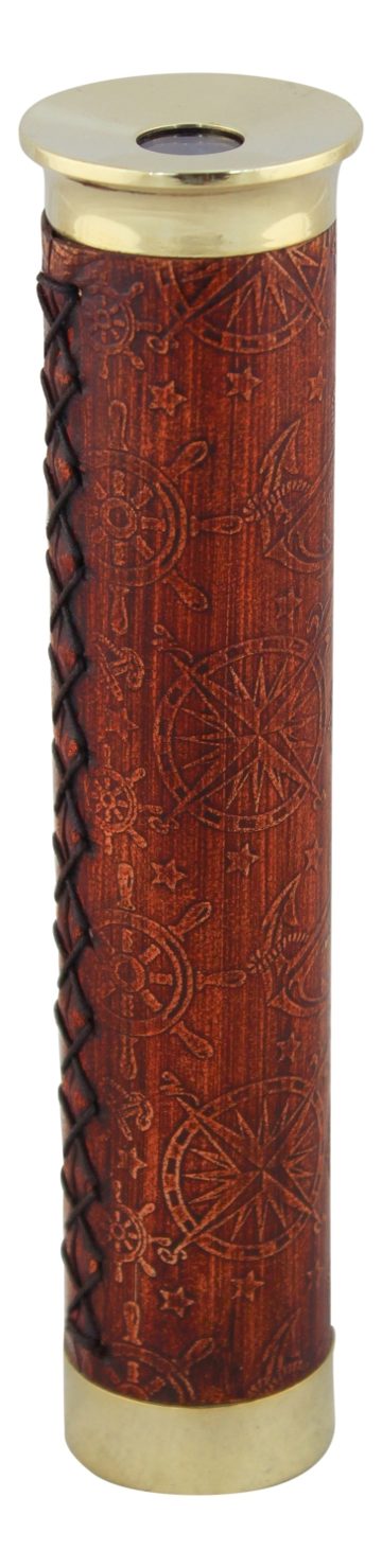 Kaleidoskop z mosadze a kože – dĺžka 17 cm