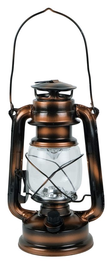 LED lampáš na batérie, železný, bronzová farba – výška 24,5 cm