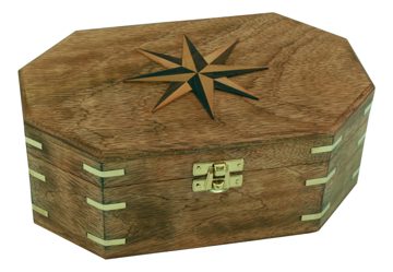 Box na drobnosti, mangové drevo a mosadz – 22,5 × 14 × 8,5 cm