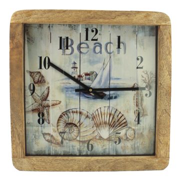 Nástenné hodiny z mangového dreva – 30,5 × 30,5 × 6,5 cm (9580)