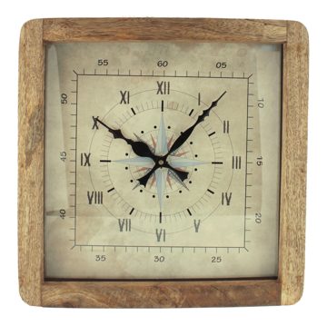 Nástenné hodiny z mangového dreva – 30,5 × 30,5 × 6,5 cm (9581)