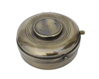 Kompas s hodinami, patinovaná mosadz – priemer 8,5 cm