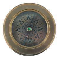 Kompas s výklopnou lupou, patinovaná mosadz – priemer 6,7 cm