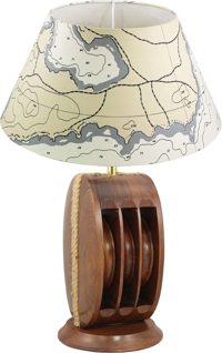 Lampa lodná kladka, drevo, 230 V – výška 40 cm, bez tienidla
