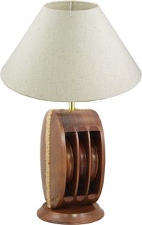 Lampa lodná kladka, drevo, 230 V – výška 40 cm, bez tienidla