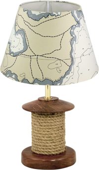 Stolová lampa s lodným povrazom, drevená – výška 28 cm, bez tienidla