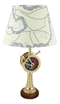 Stolová lampa v tvare lodného telegrafu, mosadz a drevo – výška 35 cm, bez tienidla