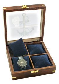 Box na hodinky alebo šperky, drevo so zamatovými vankúšikmi – 19 × 19 × 7 cm