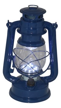 LED lampáš na batérie, železný, modrý – výška 24,5 cm