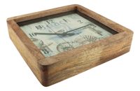 Nástenné hodiny z mangového dreva – 30,5 × 30,5 × 6,5 cm (9580)
