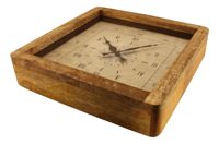 Nástenné hodiny z mangového dreva – 30,5 × 30,5 × 6,5 cm (9581)