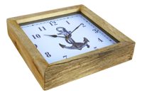 Nástenné hodiny s kotvou z mangového dreva – 30,5 × 30,5 × 6,5 cm