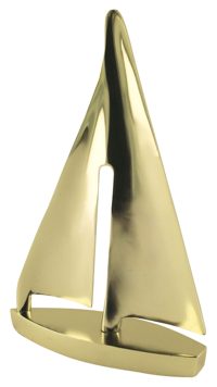 Plachetnica z hliníka s mosadzným povrchom – výška 31 cm