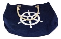 Nákupná taška z denimu s potlačou kotvy a kormidla – 48/60 × 14 × 47 cm