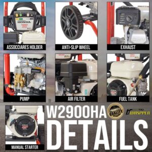 Waspper W2900HA benzínový vysokotlakový čistič, Honda, 5.5 HP, 213 bar/3.100 PSI – Obrázok 9