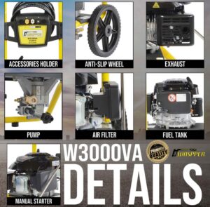 Waspper W3100VA benzínový vysokotlakový čistič, Peggas, 4.3 HP, 213 bar / 3.100 PSI – Obrázok 7