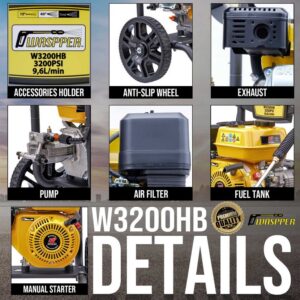 Waspper W3200HB benzínový vysokotlakový čistič, Peggas, 7.0 HP, 220 bar / 3.200 PSI – Obrázok 14