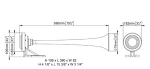 Plastový chrómovaný klaksón s kompresomrom MA1-C - 24V – Obrázok 2
