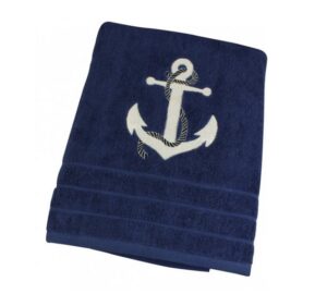 Osuška námornícka s kotvou 90 x 150cm tmavo modrá – Obrázok 3