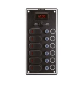 Ovládací panel so 6 spínačmi a digitálnym voltmetrom