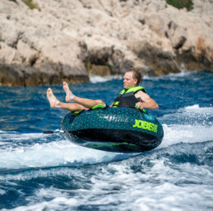 Jobe Hotseat Towable 1P metalicko modré nafukovacie ťahadlo - Ø 128 cm – Obrázok 7