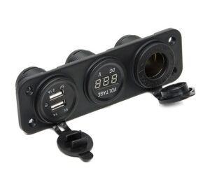 Zabudovateľná zásuvka 12V / Voltmeter /dual USB – Obrázok 1