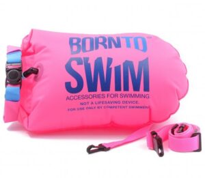 BornToSwim® Záchranný plavák, plavecká bójka a vak v jednom 64 x 30 cm - ružová – Obrázok 2