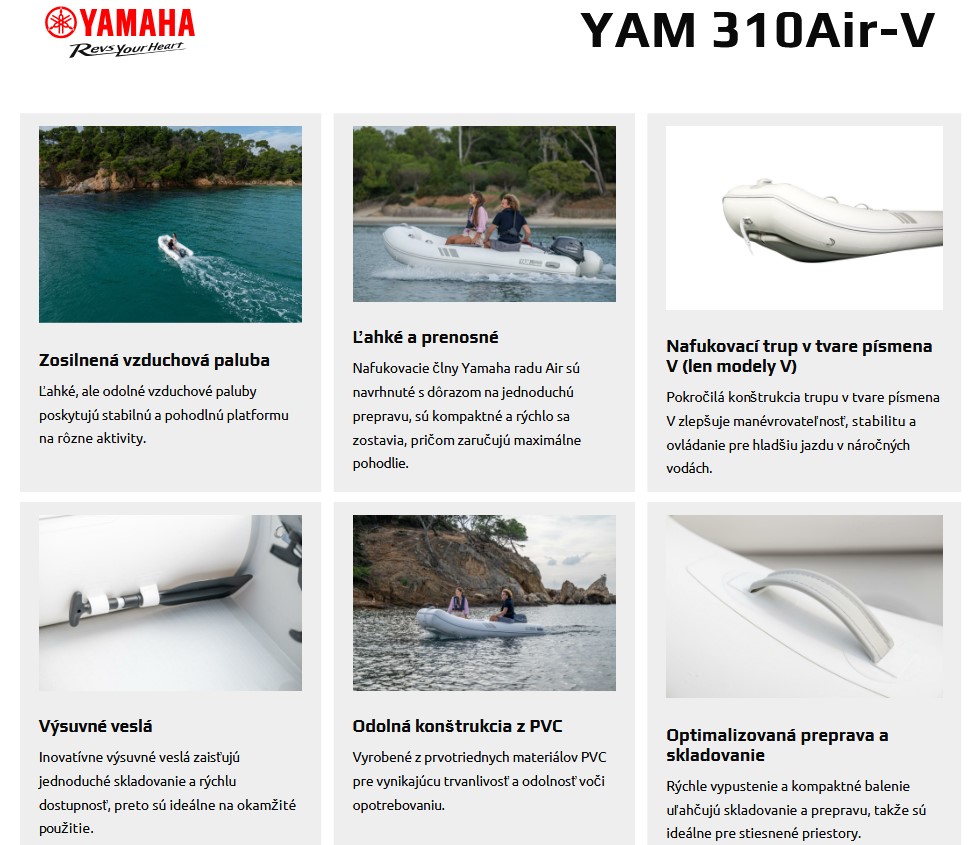Grafické parametry nafukovacího člunu YAM 310 AIR-V