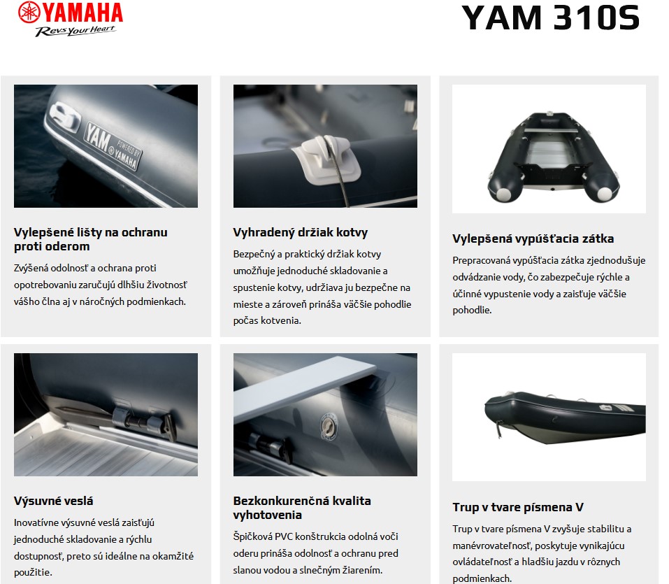 Yamaha YAM 310S nafukovací čln s hliníkovou podlahou