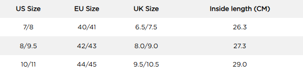 Mérettáblázat Jobe Nitro wakeboard kötésekhez