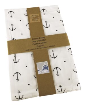 SEA-CLUB Bavlnená obliečka na vankúš biela s motívom kotvy - 80 x 40 cm – Obrázok 3