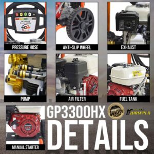 Gaspper GP3300HX benzínový vysokotlakový čistič, Honda, 5.8 HP, 220 bar/3.200 PSI – Obrázok 10