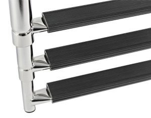 Nerezový teleskopický rebrík AISI 316 – 3 schodíky, šírka 300 mm, dĺžka 889 mm, čierny – Obrázok 2