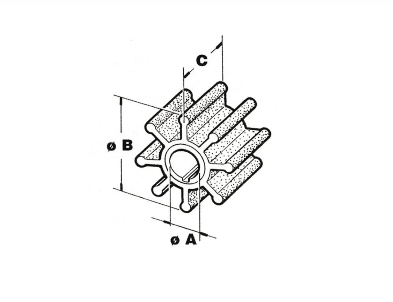 Impeller SUZUKI 17461-96312 s detailnými rozmermi