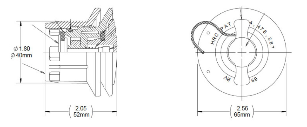 Technický výkres ventilu Halkey Roberts